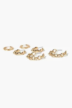 Curb Chain Hoop Earring Set
