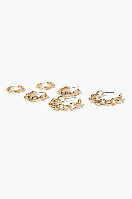 Curb Chain Hoop Earring Set