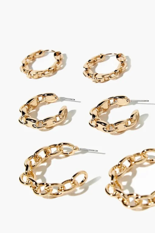 Curb Chain Hoop Earring Set