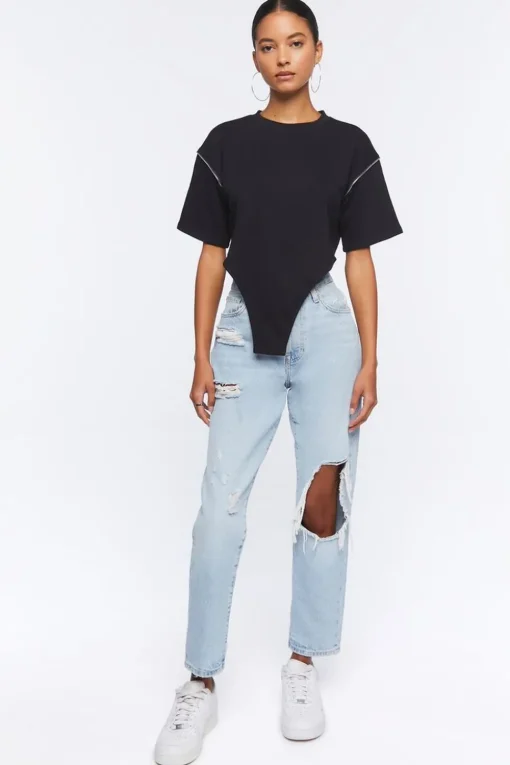 Curved Hem Cropped Tee