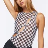 Cutout Checkered Bodysuit