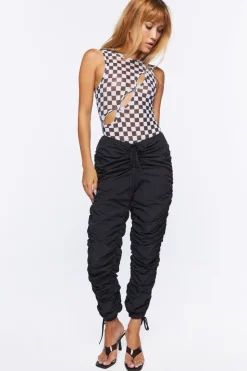 Cutout Checkered Bodysuit