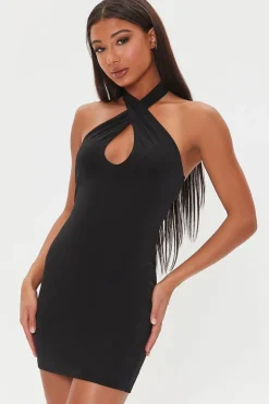 Cutout Crisscross Halter Dress