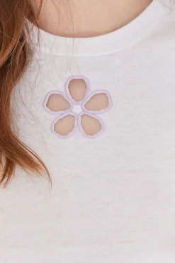 Cutout Floral Cropped Tee