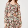 Cutout Floral Print Mini Dress