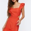 Cutout Flounce Mini Dress