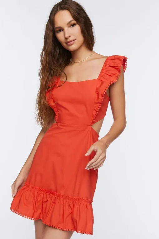 Cutout Flounce Mini Dress