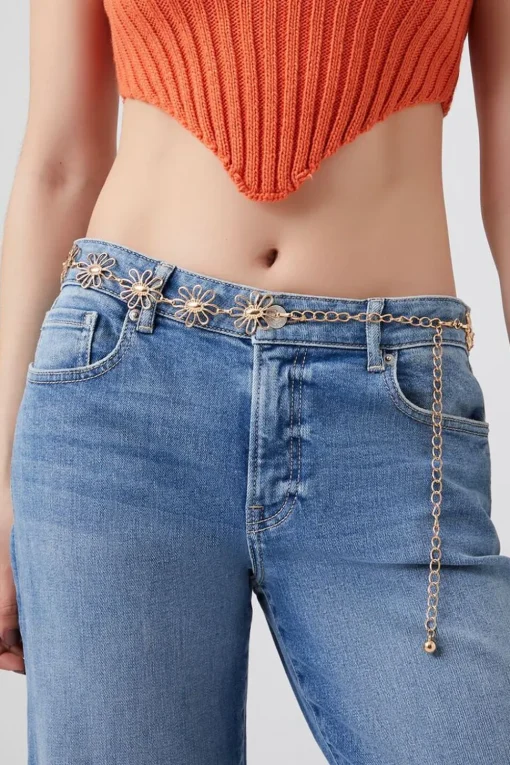 Cutout Flower Chain Belt