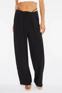 Cutout High-Rise Relaxed Pants