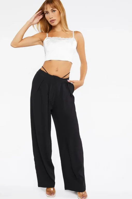 Cutout High-Rise Relaxed Pants