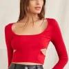 Cutout Long-Sleeve Crop Top
