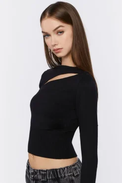 Cutout Long-Sleeve Crop Top
