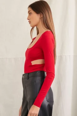 Cutout Long-Sleeve Crop Top