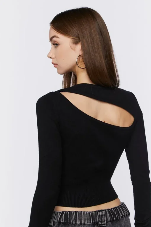 Cutout Long-Sleeve Crop Top