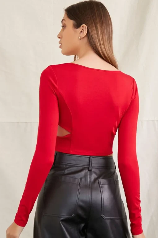 Cutout Long-Sleeve Crop Top