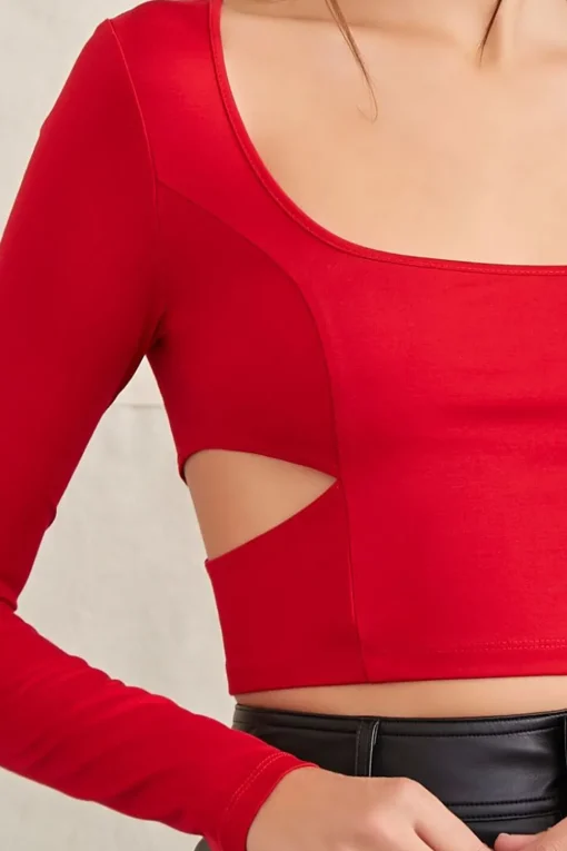 Cutout Long-Sleeve Crop Top