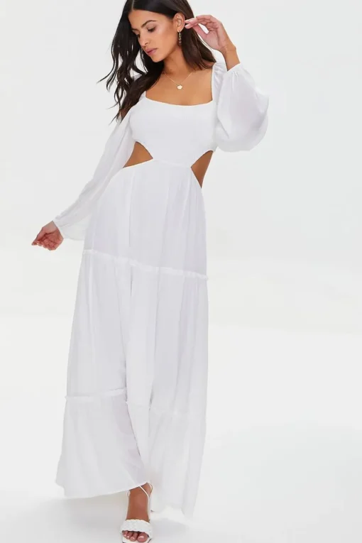 Cutout Maxi Peasant Dress
