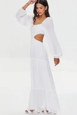 Cutout Maxi Peasant Dress