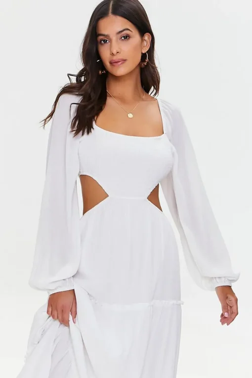 Cutout Maxi Peasant Dress