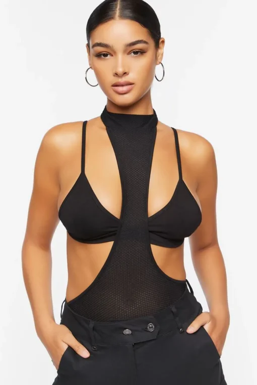 Cutout Mesh Bodysuit