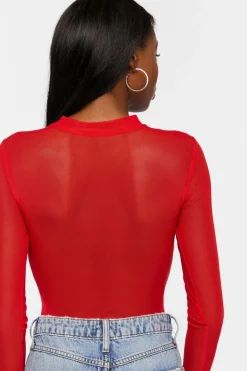 Cutout Mesh Sweetheart Bodysuit