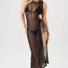 Cutout Mesh Swim Cover-Up Dress