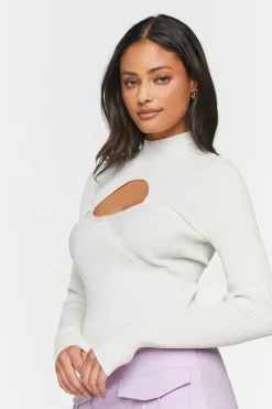 Cutout Mock Neck Sweater-Knit Top