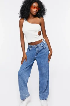 Cutout One-Shoulder Crop Top