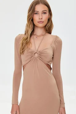 Cutout O-Ring Slit Dress
