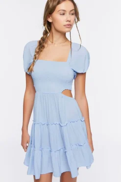 Cutout Puff-Sleeve Mini Dress
