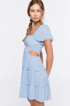 Cutout Puff-Sleeve Mini Dress