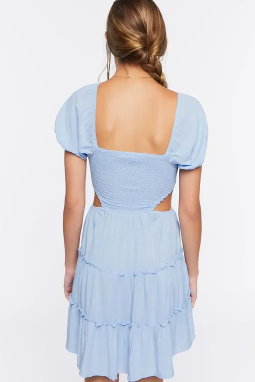 Cutout Puff-Sleeve Mini Dress