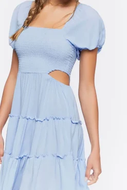 Cutout Puff-Sleeve Mini Dress