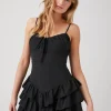 Cutout Ruffle-Tiered Mini Dress