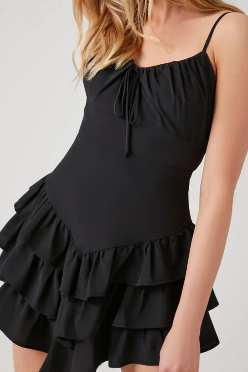 Cutout Ruffle-Tiered Mini Dress