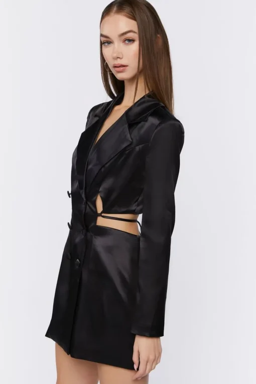Cutout Satin Blazer Dress