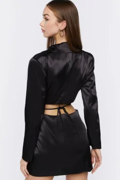 Cutout Satin Blazer Dress