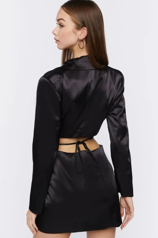 Cutout Satin Blazer Dress