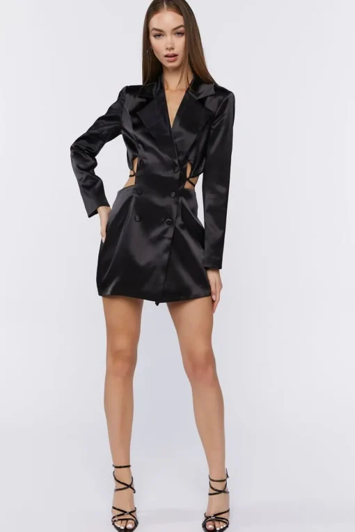 Cutout Satin Blazer Dress