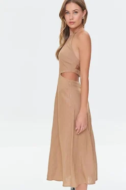 Cutout Self-Tie Halter Dress
