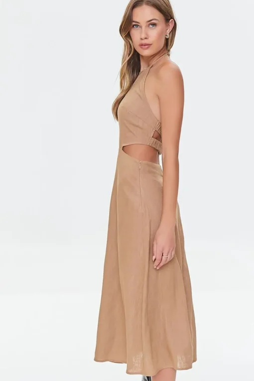 Cutout Self-Tie Halter Dress