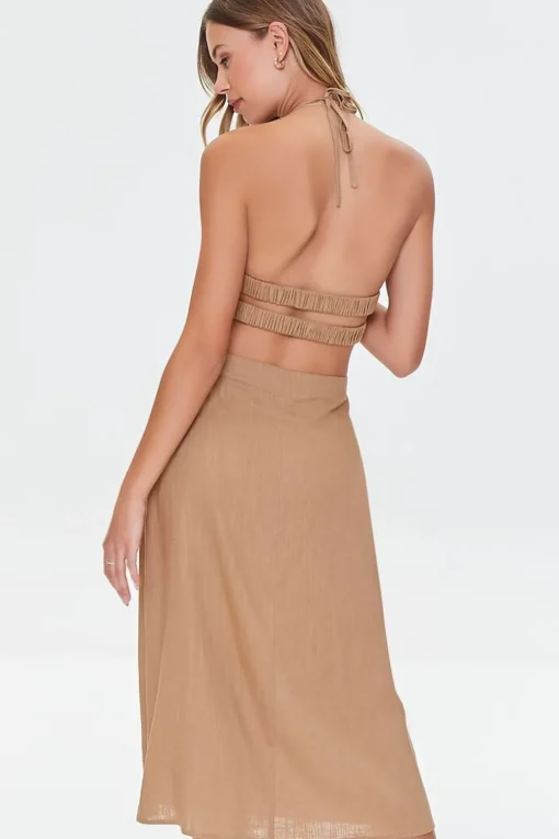 Cutout Self-Tie Halter Dress