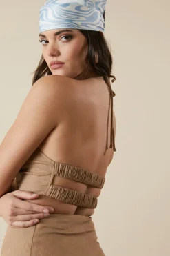 Cutout Self-Tie Halter Dress