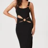 Cutout Slit Midi Dress