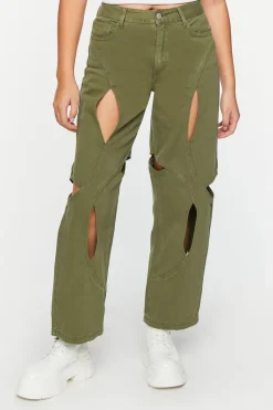 Cutout Straight-Leg Jeans