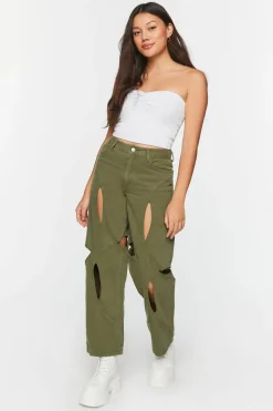 Cutout Straight-Leg Jeans