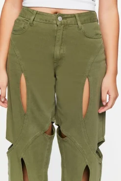 Cutout Straight-Leg Jeans