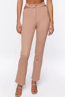 Cutout Straight-Leg Pants