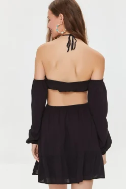 Cutout Strappy Halter Mini Dress