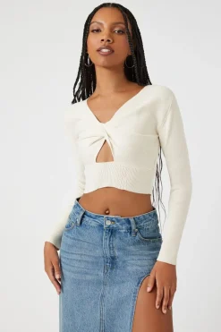 Cutout Twisted Cropped Sweater Top